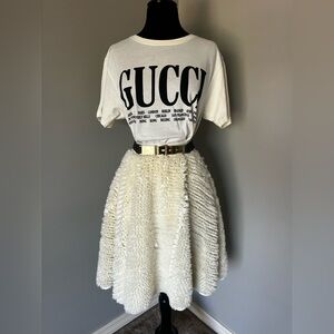 RARE H&M Cream Textured Circle Skirt Sz 2